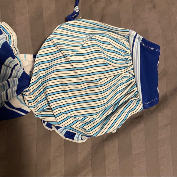 Cupshe bathing suit. Blue and White with Yellow tassels. Size M - Picture 4 of 7